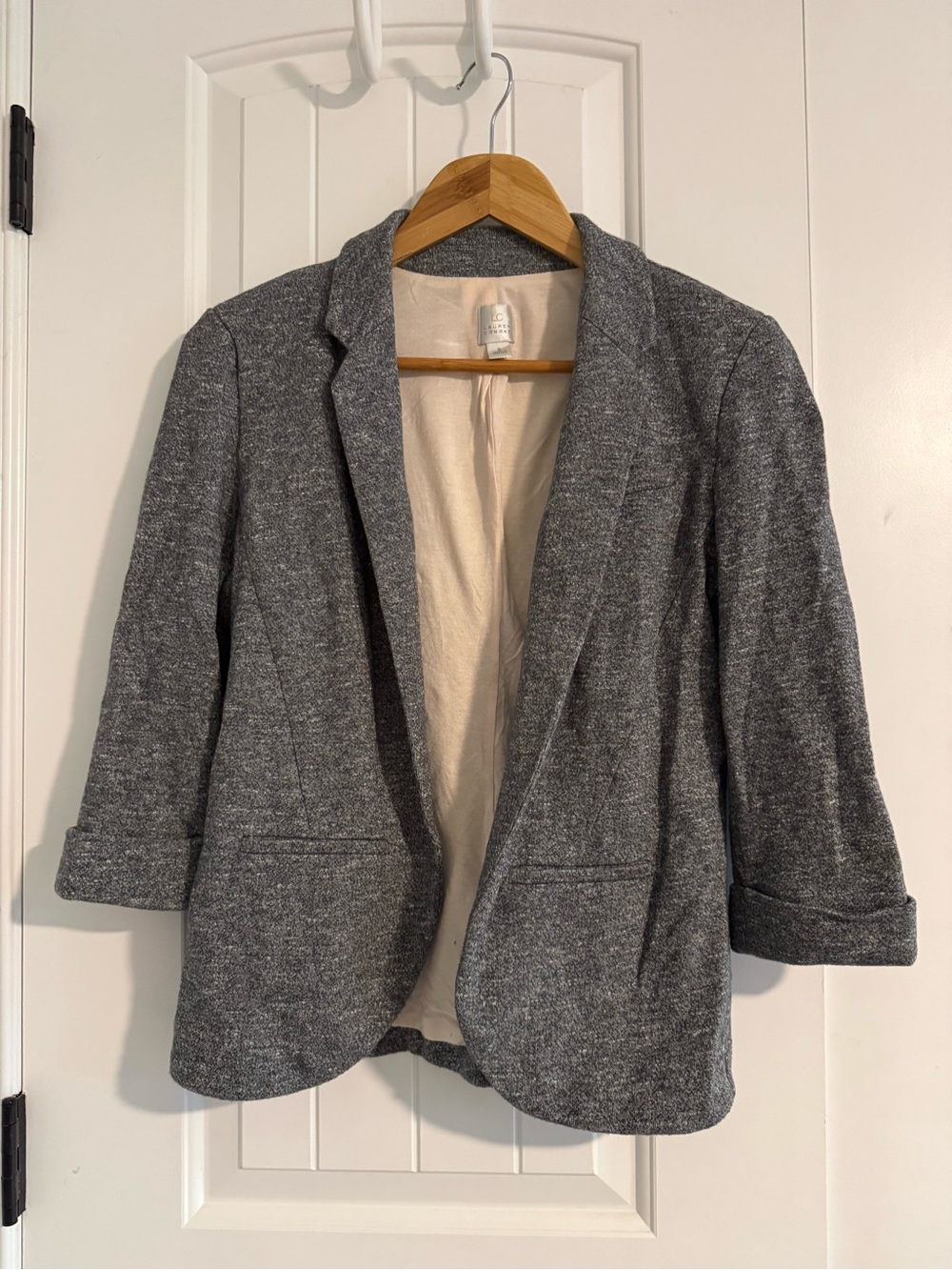 LC Lauren Conrad Gray Knit Open-Front Blazer
